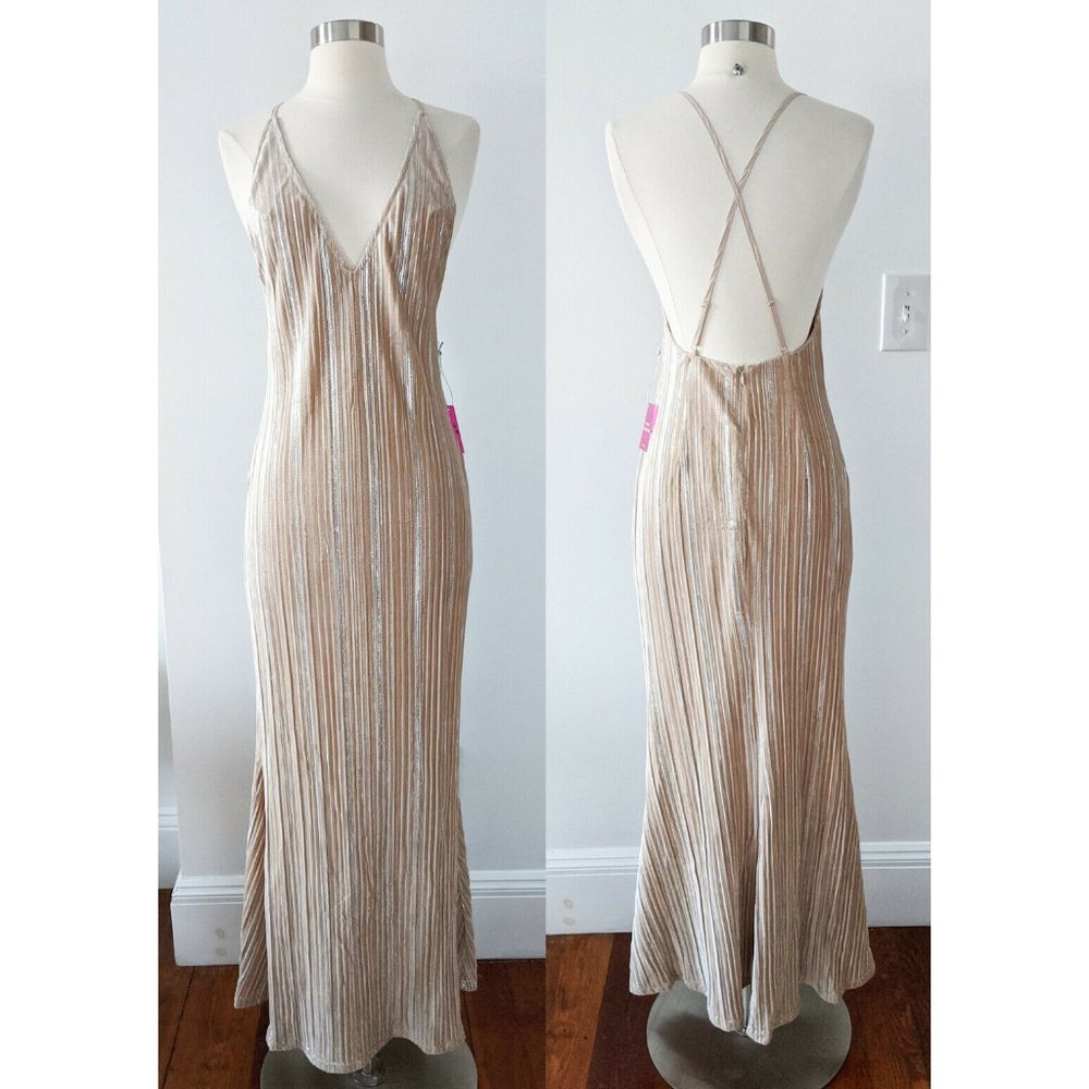 Champagne Formal Dress Bridal 1920s Great Gatsby women's MEDIUM marilyn monroe